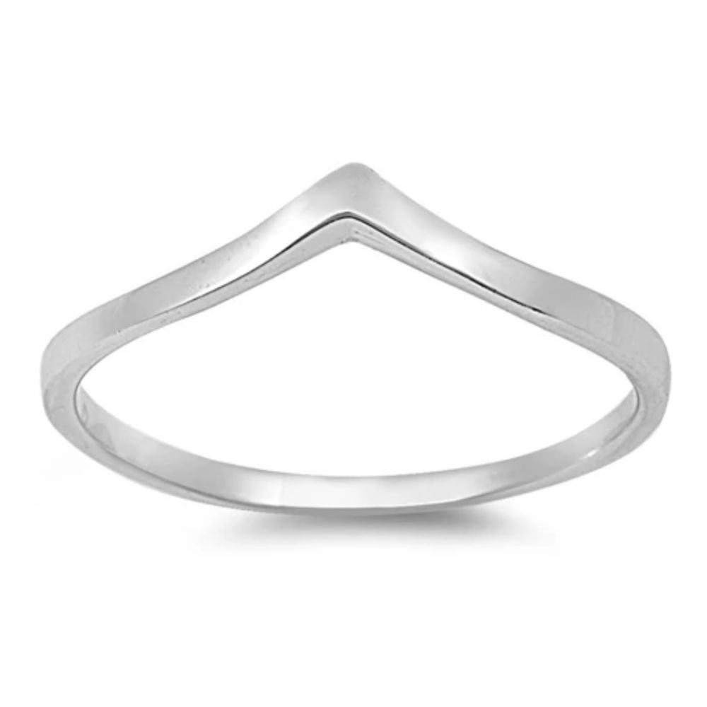Sterling Silver V Ring with High Polish Finish – 5 mm Face Height – Size 6.5